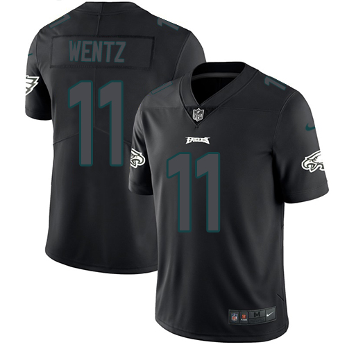 Men NFL Philadelphia Eagles #11 Carson Wentz Limited Black Rush Impact Football->nfl t-shirts->Sports Accessory